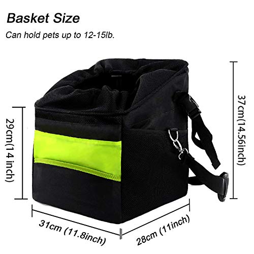 GreeSuit Bolsa de Transporte para Bicicleta para Perros y Gatos con Correa de Hombro Acolchada Ajustable, Bolsa de Viaje para Bicicletas para Todas Las Bicicletas, Color Negro