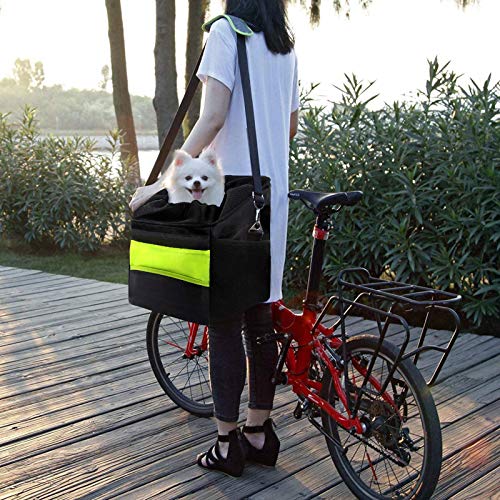 GreeSuit Bolsa de Transporte para Bicicleta para Perros y Gatos con Correa de Hombro Acolchada Ajustable, Bolsa de Viaje para Bicicletas para Todas Las Bicicletas, Color Negro