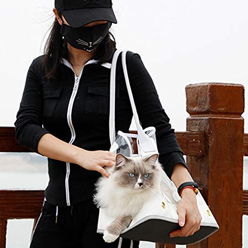 GSDJU Lindo Transparente pequeño Mascota Gato Perro Viaje de Lujo Bolsa de Transporte Chihuahua Perro Cachorro Bolsas de Transporte al Aire Libre Bolso de Mano Blanco