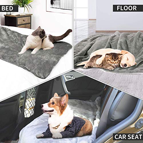 Guangyu Manta Impermeable para Perros Gatos Mascotas,Manta Lavable de Felpa,Antideslizante con Suave Sherpa para Sofá Coche Interior y Exterior (Gris)