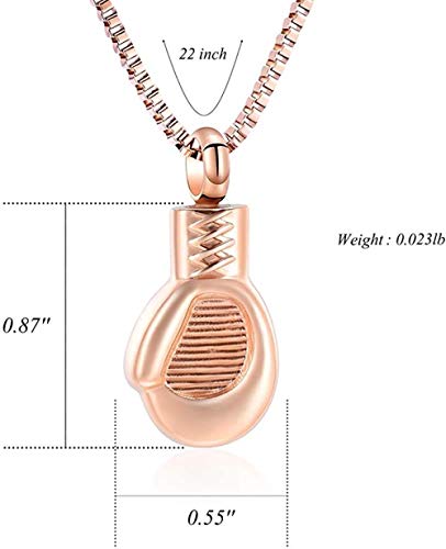 Guante de boxeo Cremación Titular de la joyería Cenizas para mascotas Humano Acero inoxidable Recuerdo Colgante Locket Memorial Urna Collar para hombres Mujeres-Oro rosa