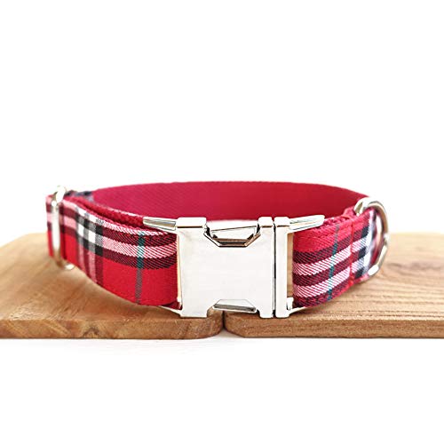 Gulunmun Collares Básicos Collar De Perro Acolchado Ajustable, Collar De Perro De Nylon para Mascotas para Adiestramiento De Perros Pequeños Y Medianos, Caminar, Rejilla Roja