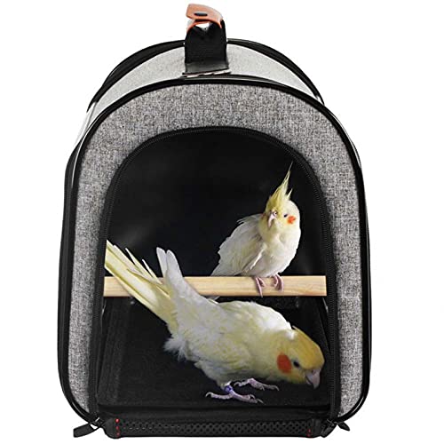 guoqunshop Jaula de Pájaros Pájaro Pájaro Travel Carrier Transparente Parrot Pájaro Pájaro Cause Mochila de Asas con Doble Cremallera Diseño Caja de Transporte de Aves con Soporte Rodante