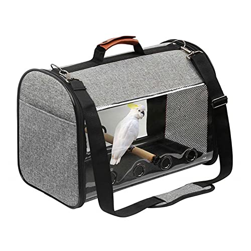 guoqunshop Jaula de Pájaros Pájaro Pájaro Travel Carrier Transparente Parrot Pájaro Pájaro Cause Mochila de Asas con Doble Cremallera Diseño Caja de Transporte de Aves con Soporte Rodante