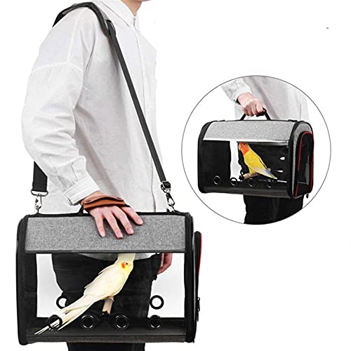 guoqunshop Jaula de Pájaros Pájaro Pájaro Travel Carrier Transparente Parrot Pájaro Pájaro Cause Mochila de Asas con Doble Cremallera Diseño Caja de Transporte de Aves con Soporte Rodante