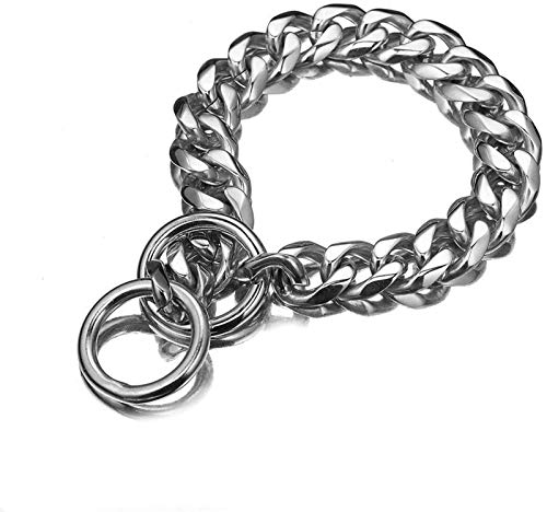 GZGLZDQ Collar Cadena para Perros Grandes - 19MM Ancho, Fuertes Eslabones Acero para Razas Grandes - Rottweiler, Pitbull, Mastín, Doberman, Gran Danés (Color : Silver, Size : 26inch/66cm)