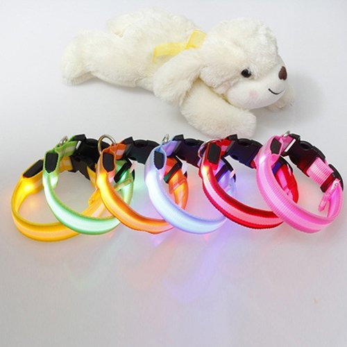 H87yC4ra Collar De Perro LED Luminoso, Luz Intermitente, Collar Ajustable Para Mascotas, Collar De Seguridad Nocturna Para Cachorro, Perro, Gato, Mejora La Visibilidad Y La Seguridad Naranja S