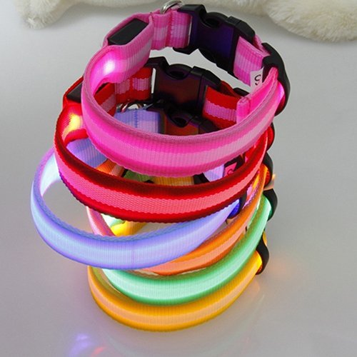 H87yC4ra Collar De Perro LED Luminoso, Luz Intermitente, Collar Ajustable Para Mascotas, Collar De Seguridad Nocturna Para Cachorro, Perro, Gato, Mejora La Visibilidad Y La Seguridad Naranja S