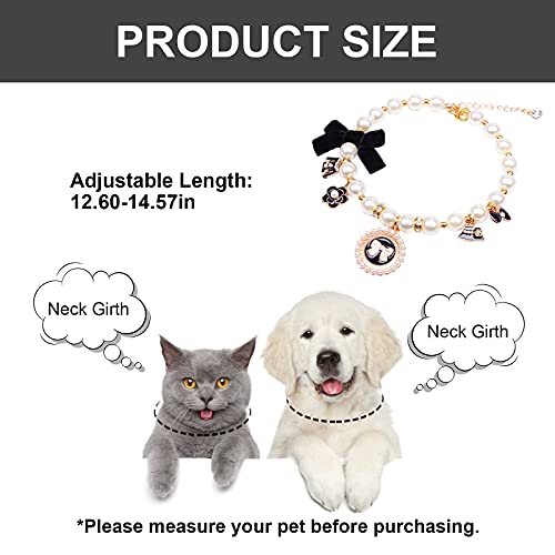 HACRAHO Collar de perlas de perro, 1 collar de perlas ajustables para perro, collar de perlas de cristal con bonito colgante y lazo para perros, gatos, cachorros, gatitos, L