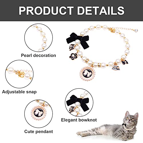 HACRAHO Collar de perlas de perro, 1 collar de perlas ajustables para perro, collar de perlas de cristal con bonito colgante y lazo para perros, gatos, cachorros, gatitos, L