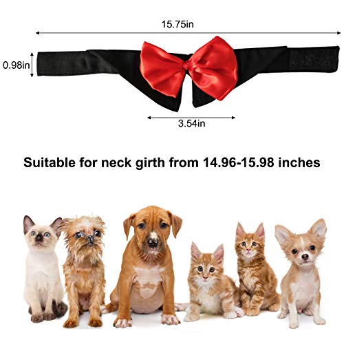 HACRAHO Collar formal con pajarita para mascotas, 1 pieza, negro, ajustable, para cachorros, con lazos, para disfraz, collar formal para perro con lazo rojo para perros pequeños, gatos, L