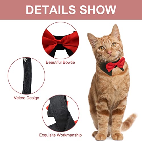 HACRAHO Collar formal con pajarita para mascotas, 1 pieza, negro, ajustable, para cachorros, con lazos, para disfraz, collar formal para perro con lazo rojo para perros pequeños, gatos, L