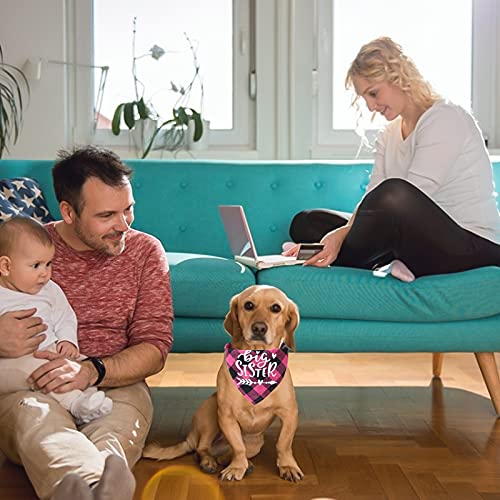 HACRAHO Pañuelo de tela escocesa para perro, 2 paquetes de suave algodón Big Sister, pañuelo ajustable triángulo para mascotas pequeñas y medianas mascotas, rosa rojo y rojo