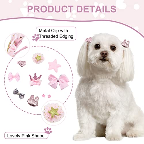 HACRAHO Pinzas para el pelo para perros, 10 piezas, estilos mixtos, lazos para el pelo de perro, lazos, con clips, para perros pequeños, gatos, cachorros para el día de San Valentín, rosa