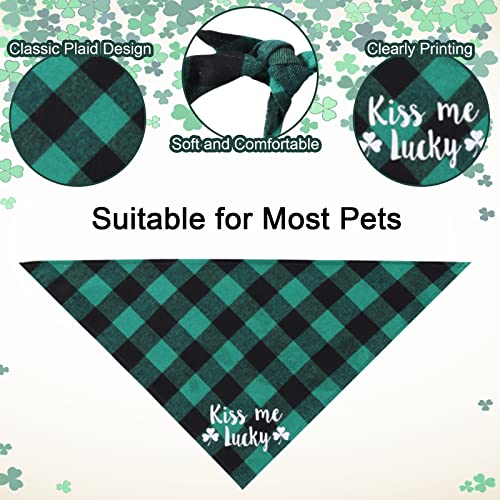 HACRAHO St. Bandanas para Perros del Día de San Patricio, PC 3 Feliz St. Bandana para Perros del Día de San Patricio Ajustable Bandanas de Cuadros Verdes para Perros