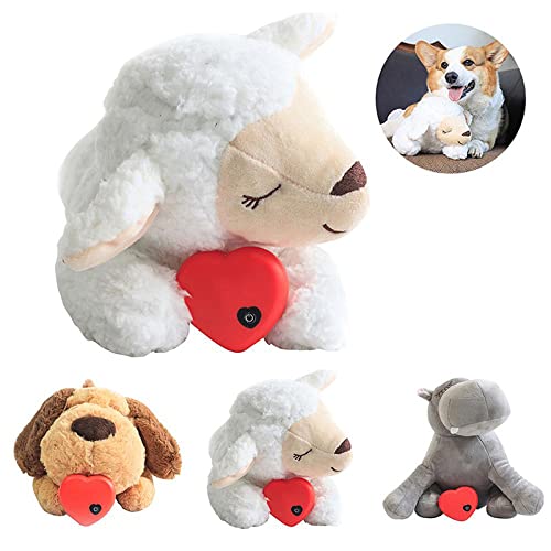 Haijin Juguete de peluche para mascotas con latido del corazón Juguete de ayuda para el comportamiento del animal doméstico de peluche ovejas/perro/hipopótamo juguete para perros cachorros