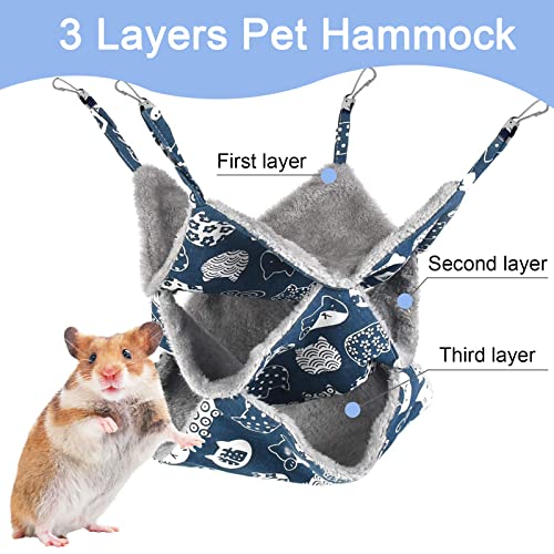 hamaca para hurones con 3 Capas Hamaca pequeña jaula para mascotas Cama Colgante Hámster Hamaca Animales Pequeño acogedora Cama hamaca caliente para Mascotas para Chinchilla, hurón, Ardilla, hámster