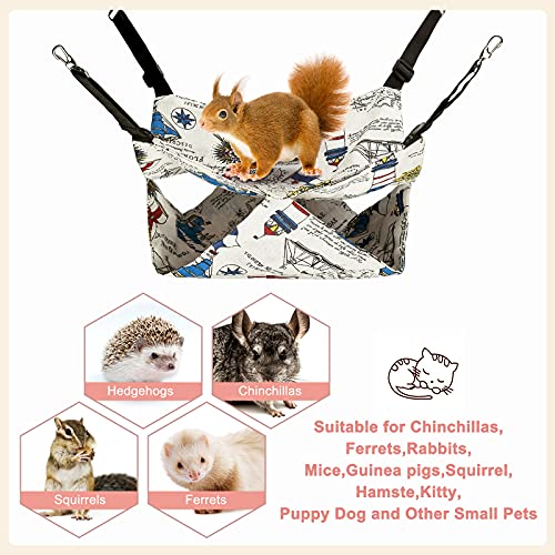 Hamaca pequeña de doble capa, para mascotas pequeñas, hamster, chinchilla, siesta, para animales pequeños, con bolsa de glaseado, hurones, ardilla, rata, juegue, dormir (13,8 x 13,8 pulgadas)