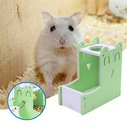 hanbby Comedero Automatico Comederos Hamster Conejo dispensador de Agua Tazón de Comida para Conejillo de Indias Los Hurones de Botella de Agua Green