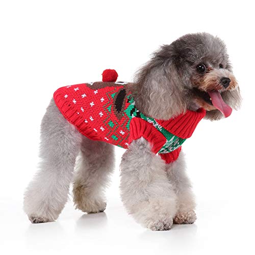 Handfly Jerseys para Perros Suéteres navideños para Perros Reno Saltador para Perros Mascotas Prendas de Punto de Invierno Ropa de Navidad para Perros para Perros pequeños y medianos