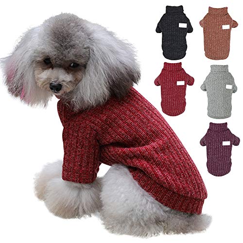 Handfly Mascota Gato Perro Jersey de Punto Prendas de Punto Abrigo Ropa Jumpers para Perros Grey Cat Jumpers Abrigo para Perros Ropa para Perros de Invierno Rojo Negro Café Purple Cat Saltador