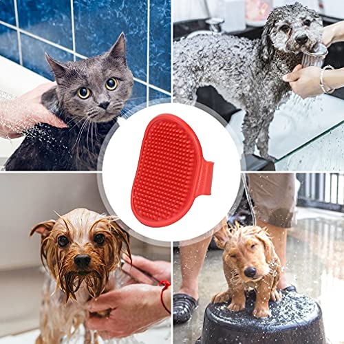 Haowen Cepillo de Masaje Ovalado Cepillo de Masaje de baño para Mascotas Cepillo de baño para Mascotas Suministros de Limpieza Rojo