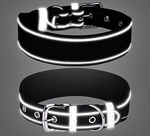 haoyueer Collar de perro grande, malla transpirable collar de perro suave acolchado reflectante grande para perros medianos y grandes (L, naranja)