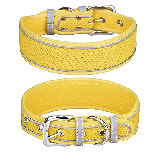 haoyueer Collar de perro grande, malla transpirable collar de perro suave acolchado reflectante grande para perros medianos y grandes (L, naranja)