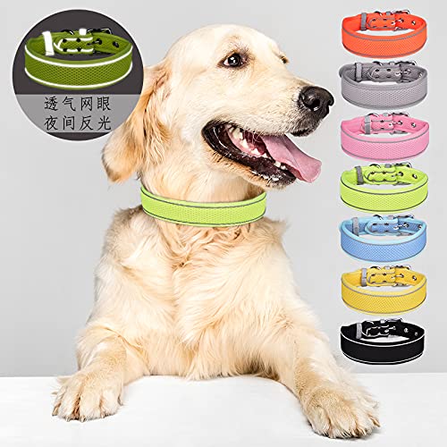 haoyueer Collar de perro grande, malla transpirable collar de perro suave acolchado reflectante grande para perros medianos y grandes (L, naranja)