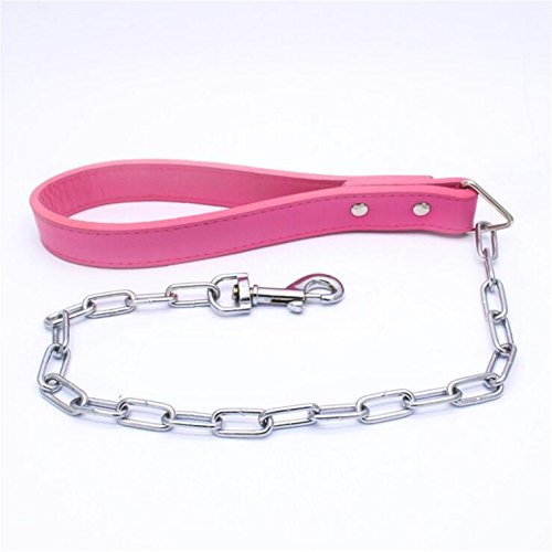 haoyueer Juego de 3 correas de piel mediana y grande para perros de raza, cuello y correas para perros medianos y grandes, mastín, boxer, Bull Terrier (M, rosa caliente)