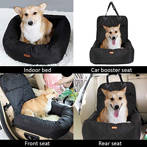 HAPPY HACHI Cama para Cachorros Asiento de Coche para Perro Pequeño Mediano con Funda Extraíble y Correa de Seguridad para Familiar y Viajes, Gris