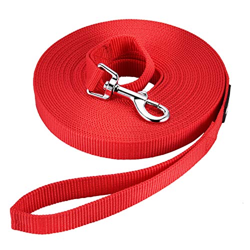 HAPPY HACHI Correa Larga Perro 3 Metros, Correas Adiestramiento para Perros Nylon Larga Resistente para Entrenamiento Camping Paseo, Rojo