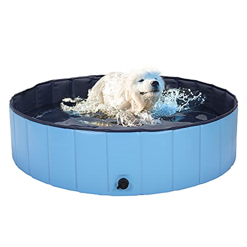 HAPPY HACHI Piscina para Perros Plegable, Bañera Gato Rigida PVC Antideslizante Resistente al Desgaste con Válvula, para Mascotas Pequeñas, Medianas, Grandes, Tanto Interior Como Exterior (80x20 cm)