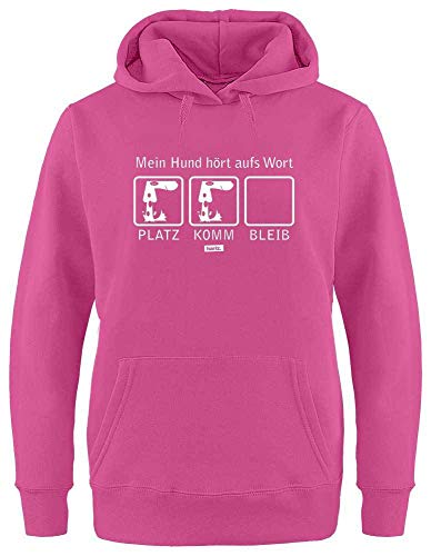 HARIZ - Sudadera con Capucha para Mujer, diseño con Texto en alemán Mein Hund Hört Aufs Wort Hund Herrchen Plus Rosa S