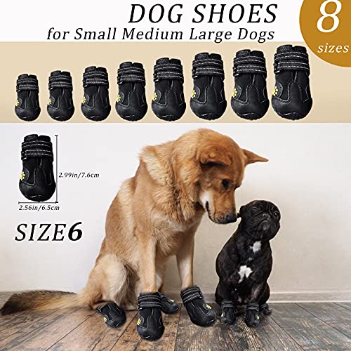 Havenfly Botas para Perros de 4 Piezas,Zapatos Impermeables para Perros con Correas Ajustables Reflectantes para Perros medianos y Grandes