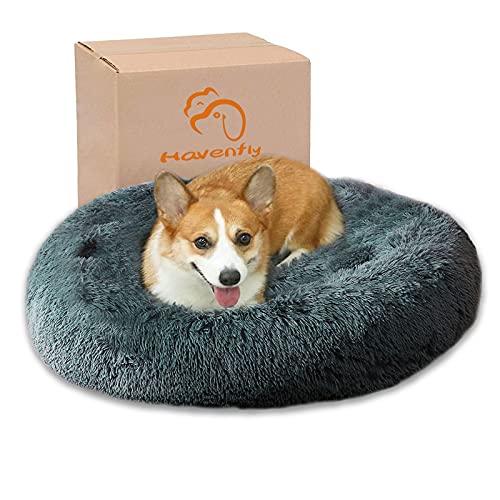 Havenfly Cama para Perros Relajante Cama para Gatos Donut con Cremallera, extraíble y Lavable, una de Nuestras Camas para Perros corresponde a Tres Camas para Perros ordinarias. S, 60×40cm, Gris