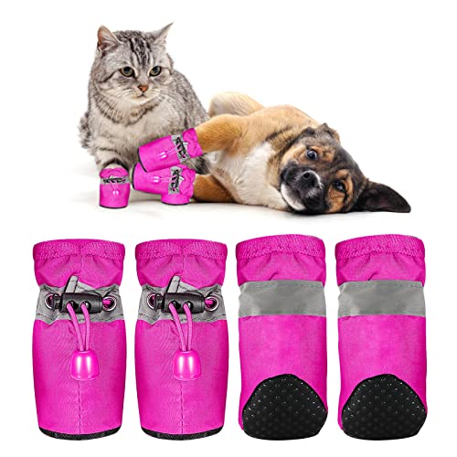 Havenfly Patucos Perro y Gatos, Botas para Perros Impermeables Reflexivo y Protector Patas Perro, Calcetines Perro Antideslizantes, Zapatos para Perros y Gatos PequeñOs para Interiores