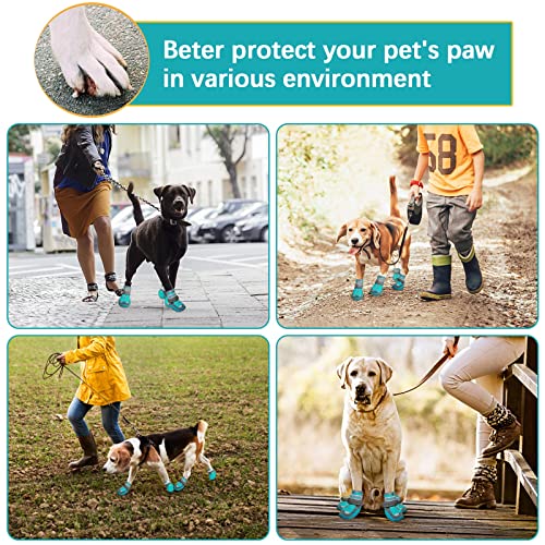 Havenfly Zapatos Perro, 4 Pcs Zapatos Respirable para Perros, Botas para Perros con Banda Reflectante Suelas de Goma Antideslizantes Resistentes