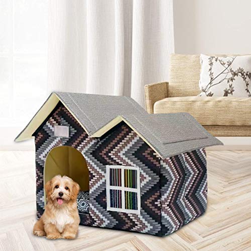 Hearthxy Caseta para gatos, cueva de invierno cálida de peluche, cama para mascotas, casa para animales pequeños, caseta segura para dormir para gatos y perros