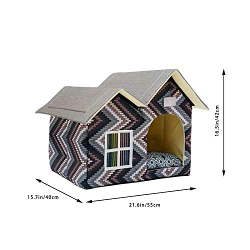 Hearthxy Caseta para gatos, cueva de invierno cálida de peluche, cama para mascotas, casa para animales pequeños, caseta segura para dormir para gatos y perros