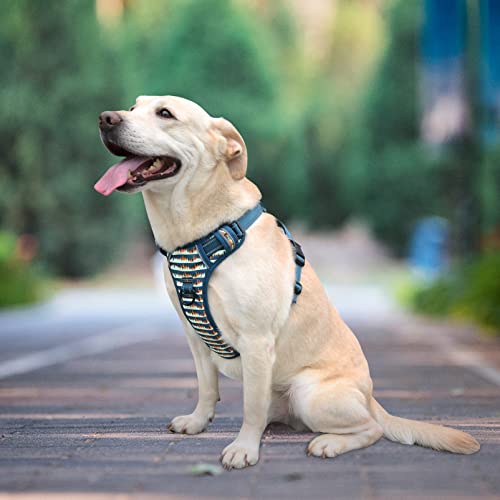 HEELE Arnés para Perro Arnes Antitirones para Perros Chaleco Reflectante Ajustable para Perros Arnés para Perro con Múltiples Utilidades con Bonito Estampado Arnés Perro Grande, Verde, L