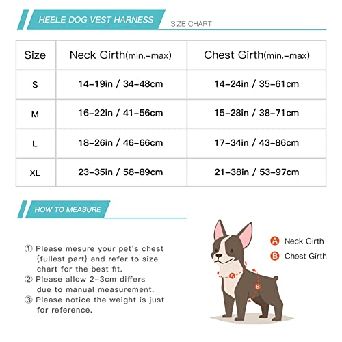 HEELE Arnes para Perro Pequeño Antitirones Transpirable con Asa Acolchado y Líneas Reflectantes, Confort, Arnés Pecho Ajustable, Arnés para Perros 3 Hebillas de Liberación Rápida, Rojo, S