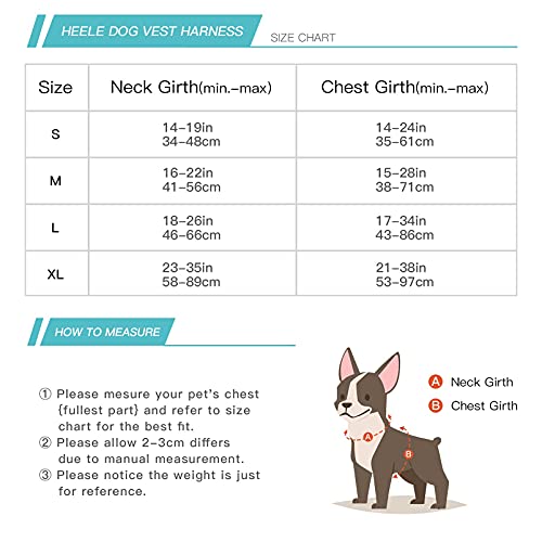 HEELE Arnes para Perro Pequeño Antitirones Transpirable con Asa Acolchado y Líneas Reflectantes, Confort, Arnés Pecho Ajustable, Arnés para Perros 3 Hebillas de Liberación Rápida, Negro, S