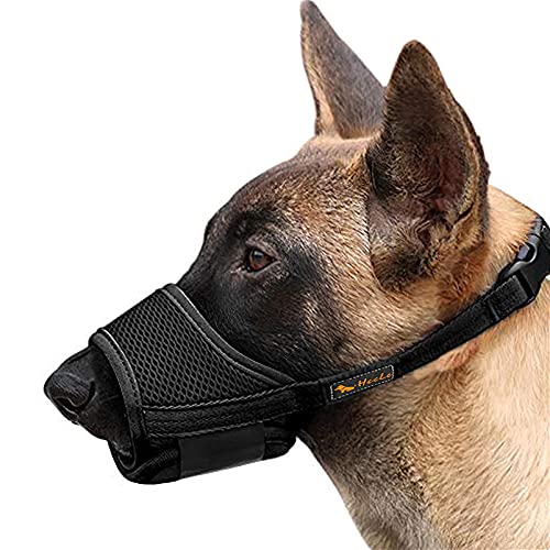 HEELE Bozal para Perros Bozal Perro Anti-Mordedor Fit Bozal para Perros Malla Transpirable con Forma de Boca para Perros, Negro, XS