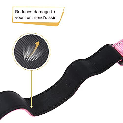 HEELE Collar Perro, Collar Nylon Reflectante Neopreno Forrado Ajustable para Perro Mediano, Rosa, M