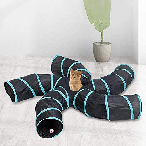 HELEN CURTAIN Juguete para el túnel para los Gatos, Juegos para Tubo del túnel Plegable para Mascotas, una Forma 5 Formas de Binario, Utilizado para los Gatos, Perros y Otros Juguetes doméstica,Negro