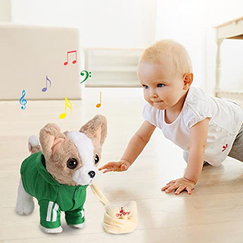 Hengjierun Perro electrónico, Juguete de Peluche de Chihuahua, Perro Mascota electrónico, Perro Que Camina, ladrando, Juguete Interactivo Realista para Perros, Regalos para niños