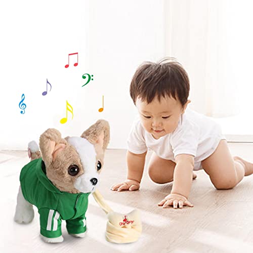 Hengjierun Perro electrónico, Juguete de Peluche de Chihuahua, Perro Mascota electrónico, Perro Que Camina, ladrando, Juguete Interactivo Realista para Perros, Regalos para niños