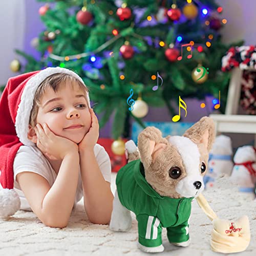 Hengjierun Perro electrónico, Juguete de Peluche de Chihuahua, Perro Mascota electrónico, Perro Que Camina, ladrando, Juguete Interactivo Realista para Perros, Regalos para niños