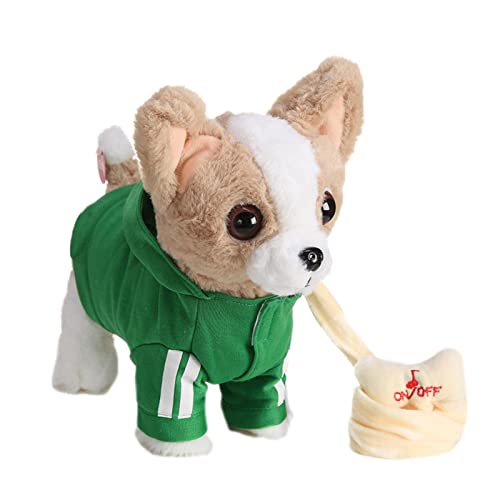 Hengjierun Perro electrónico, Juguete de Peluche de Chihuahua, Perro Mascota electrónico, Perro Que Camina, ladrando, Juguete Interactivo Realista para Perros, Regalos para niños